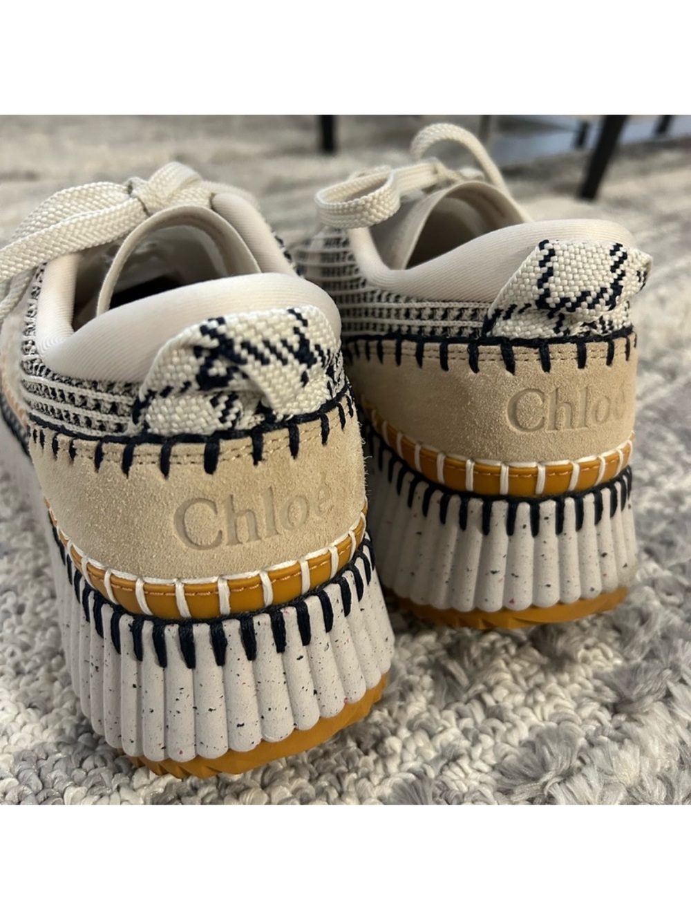 Chloé Beige Nama Woven Platform Low Top Sneakers Shoes Size EU:42 US:10 NWOB - Picture 15 of 16